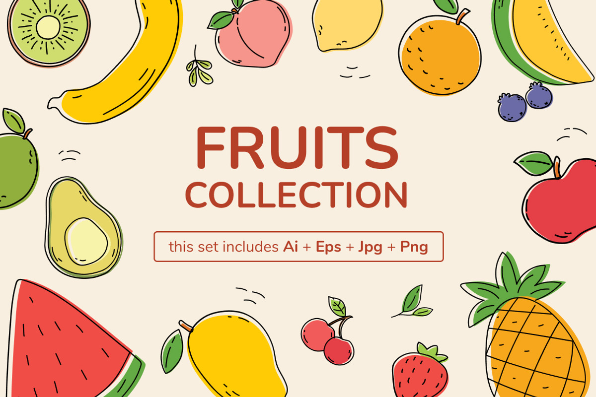 Line Art Fruits Collection, an Object Graphic by Brandearth RRGraph (Photo 1 of 7)