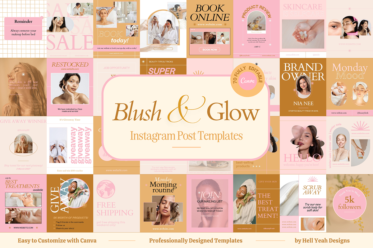 Blush & Glow Instagram Post Template, a Social Media Template by HellYeahDesigns (Photo 1 of 8)