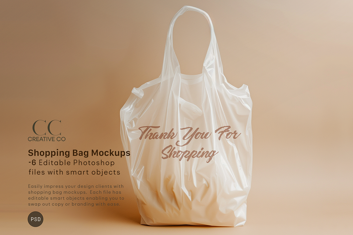 6 Editable Shopping Bag Mockups, a Packaging Mockup by CC CREATIVE CO (Photo 1 of 6)