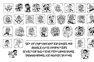 Set of cartoon winter games, a Person Illustration by SketchArtStudio
