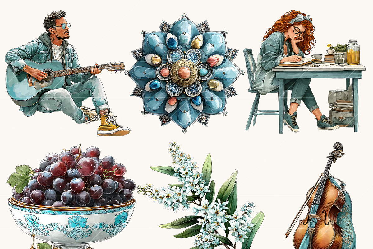 Watercolor Boho Arabian Clipart, a Person Illustration by BusyDaydesign (Photo 5 of 9)