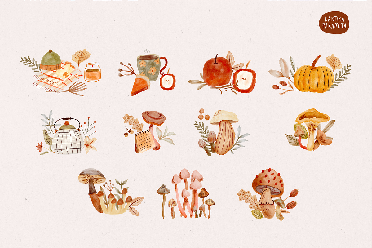 Hand Drawn Autumn Floral and Food, an Animal Illustration by Kartika Prints (Photo 10 of 13)