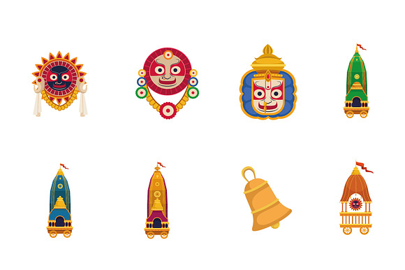 Jagannath Festival Icons Set preview 2