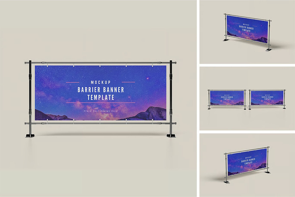 Barrier Banner Mockup, an Advertising Mockup by zpackcreative (Photo 1 of 5)