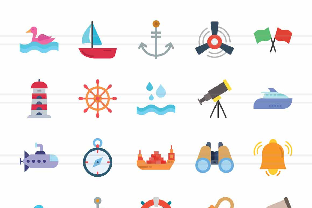 50 Sea Flat Multicolor Icons, an Icon by IconBunny (Photo 2 of 2)