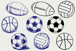 Collection of sports balls SVG