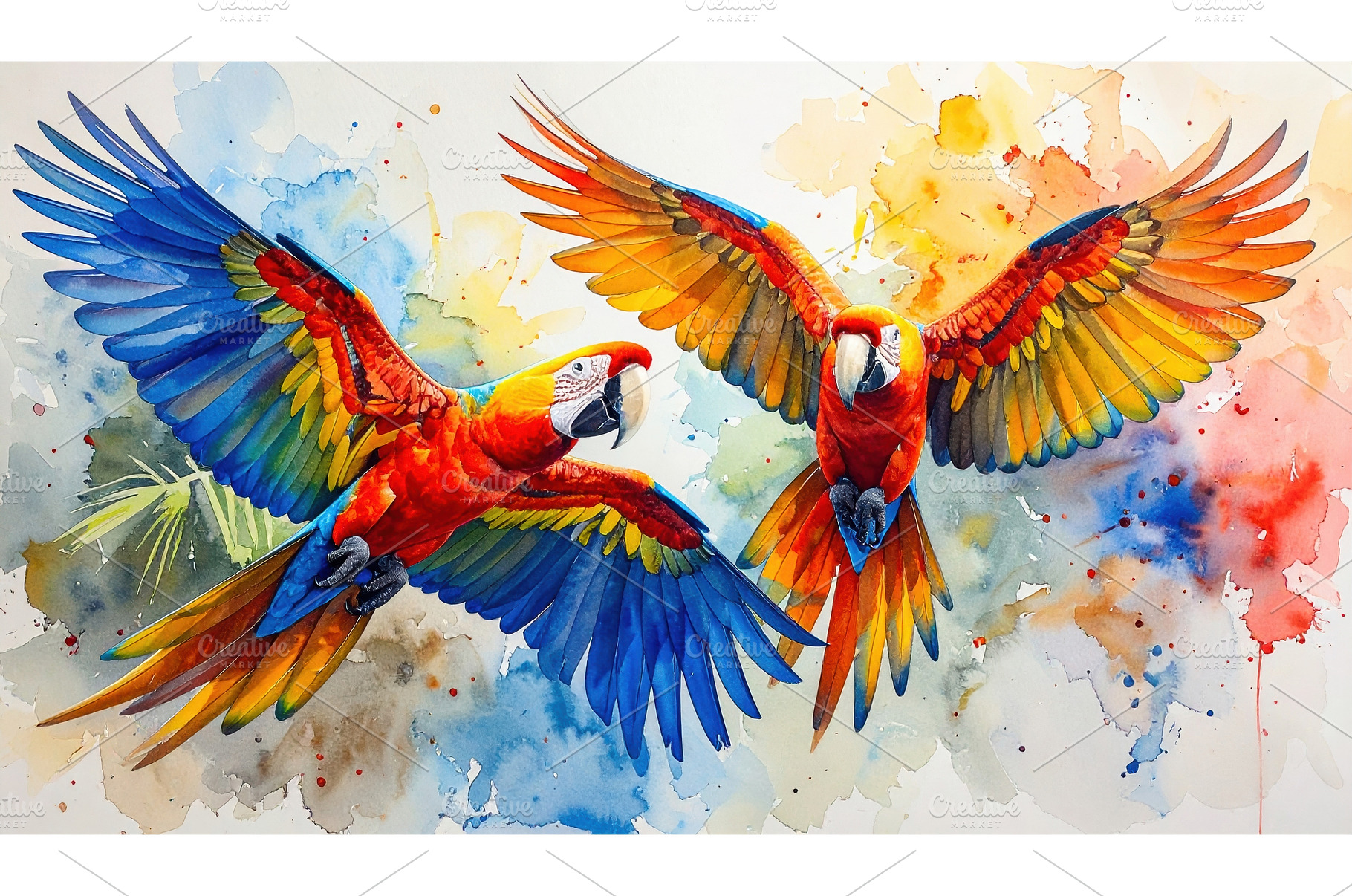 Two scarlet macaws flying in, an Animal Photo by Igor Tichonow