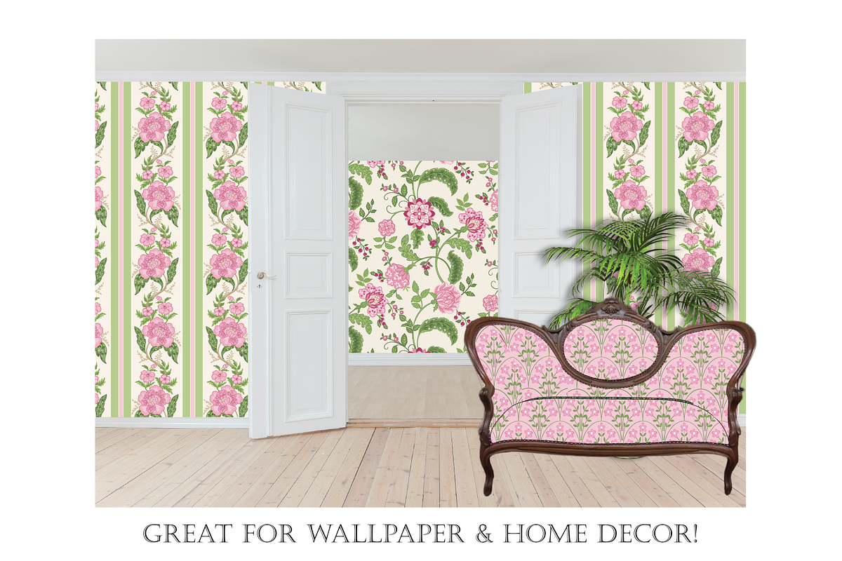 Indian Floral Boho Patterns - Pink, a Pattern Graphic by RachelStudio (Photo 6 of 8)