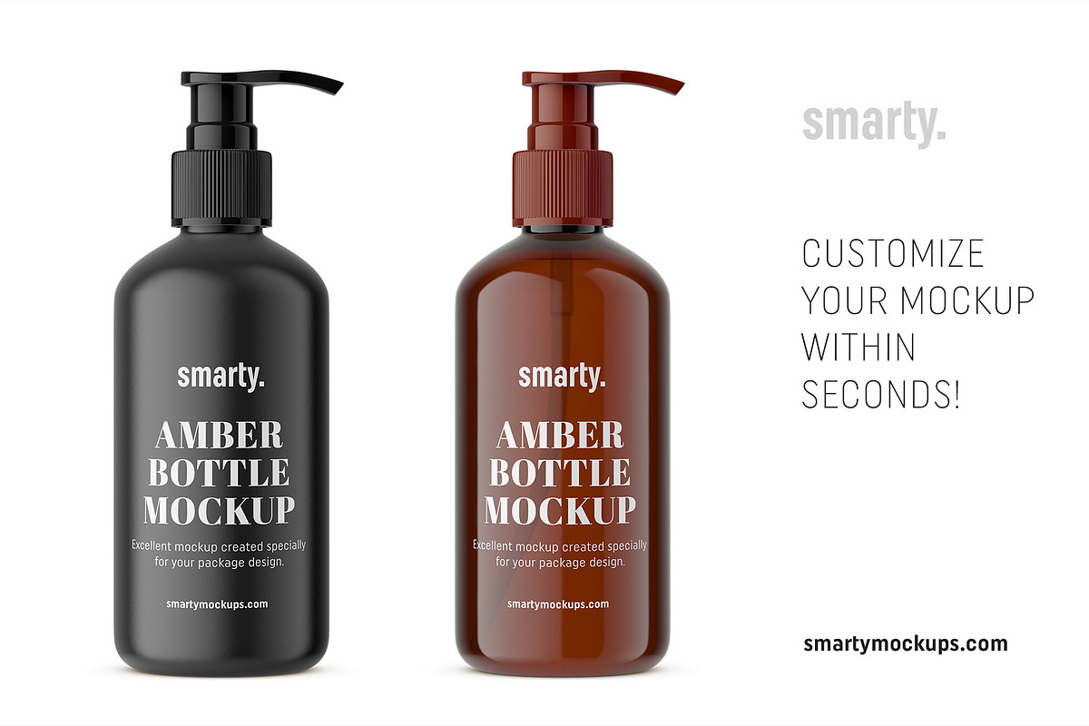 Amber bottle with pump mockup, a Pens & Pencil Mockup by Smarty Mockups (Photo 3 of 5)