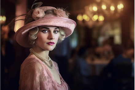Woman pink hat face trend. Generate, a Beauty & Fashion Photo by Ylivdesign