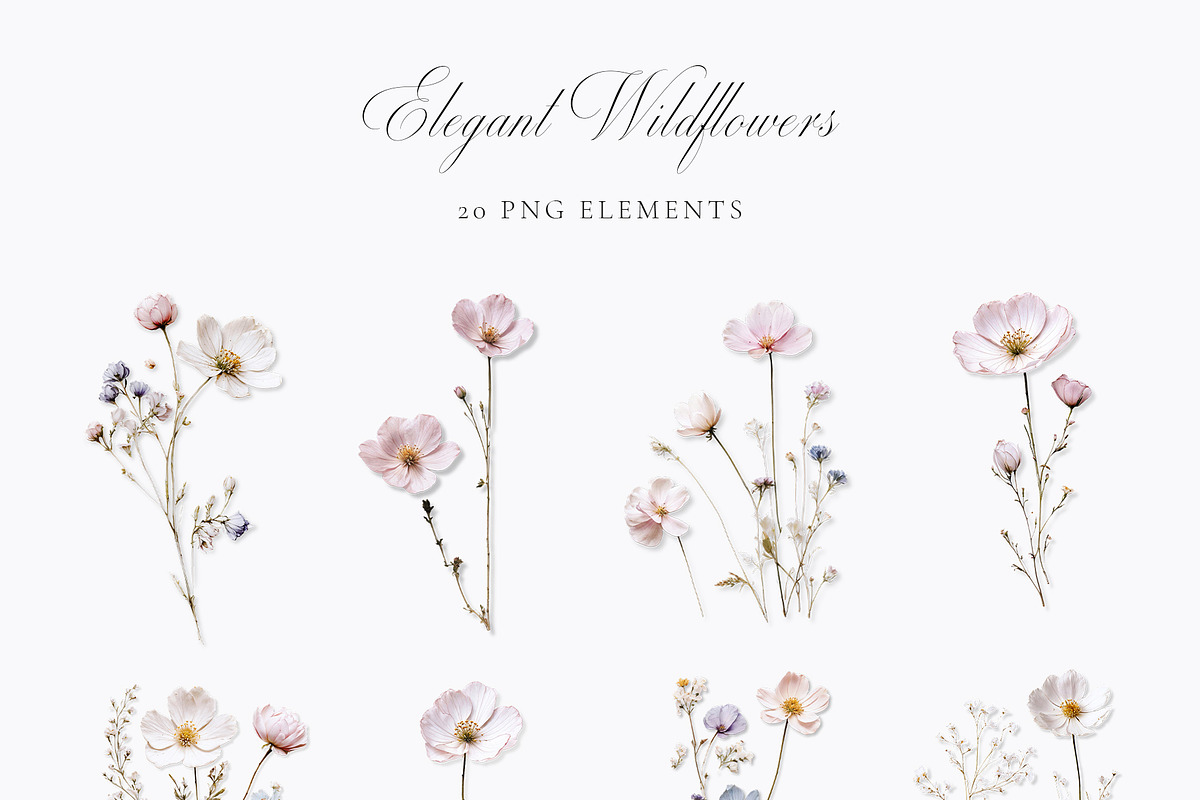 Pretty Wildflowers (Png) Elements, a Background Graphic by by creative paper (Photo 7 of 7)