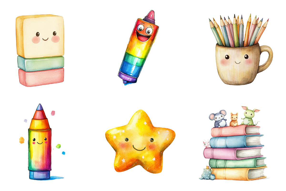 School Supplies Sublimation Clipart, an Illustration by SinaCreation (Photo 2 of 5)