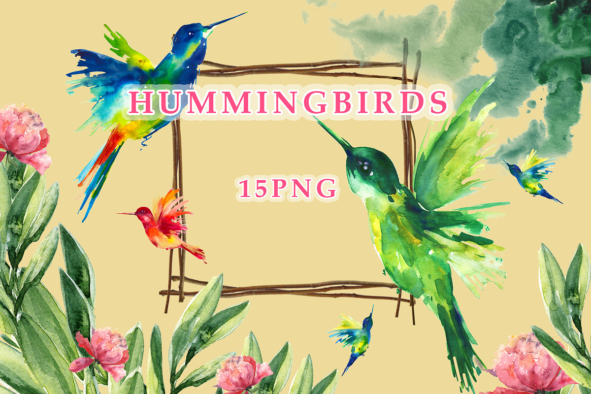 Hummingbirds. PNG.Watercolour, an Illustration by ElliaArt (Photo 1 of 10)