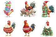 Funny Chicken Christmas Clipart PNG, a Seasonal Illustration by Designking (Thumbnail 4 of 4)