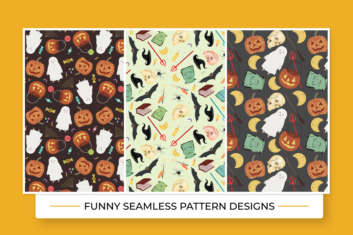 My Halloween: 8 Patterns, 28 motifs, a Pattern Graphic by Mente Volante Studio (Photo 2 of 12)