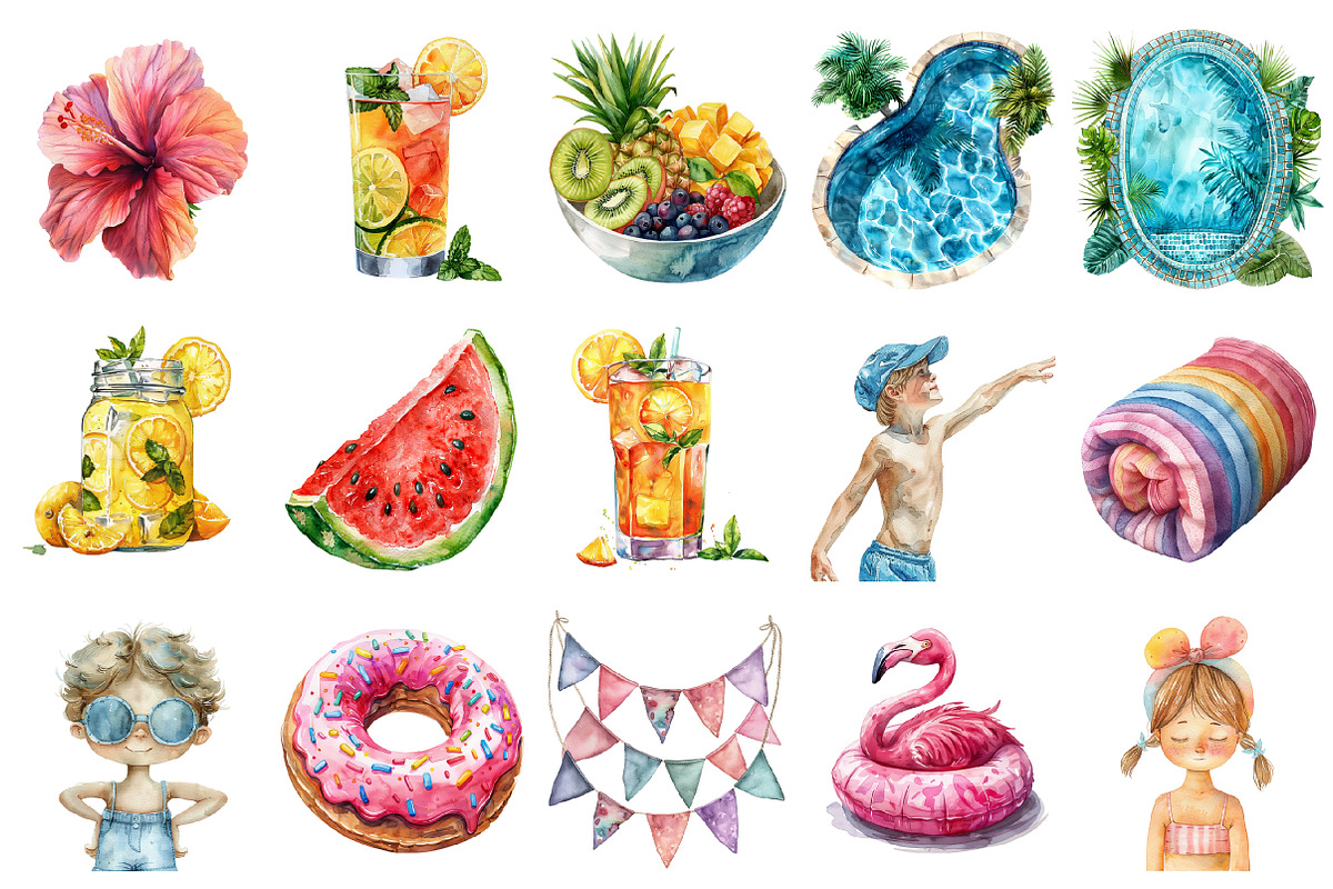 Pool Party Clipart, an Illustration by Design Market (Photo 2 of 5)