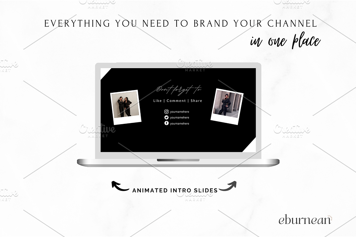Black Canva YouTube Branding Kit, a Social Media Template by Studio Eburnean (Photo 3 of 6)