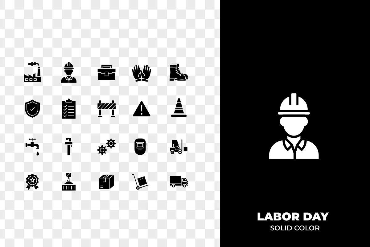 Labor Day Worker Solid Icons, a Solid Icon by Unique Design Team (Photo 3 of 3)