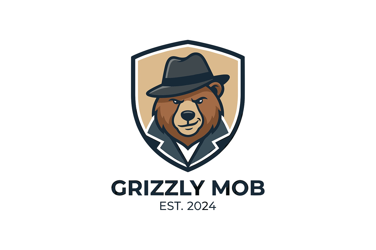 Grizzly Mob Mascot Cartoon Logo, an Animal Illustration by Cekal_std (Photo 2 of 2)