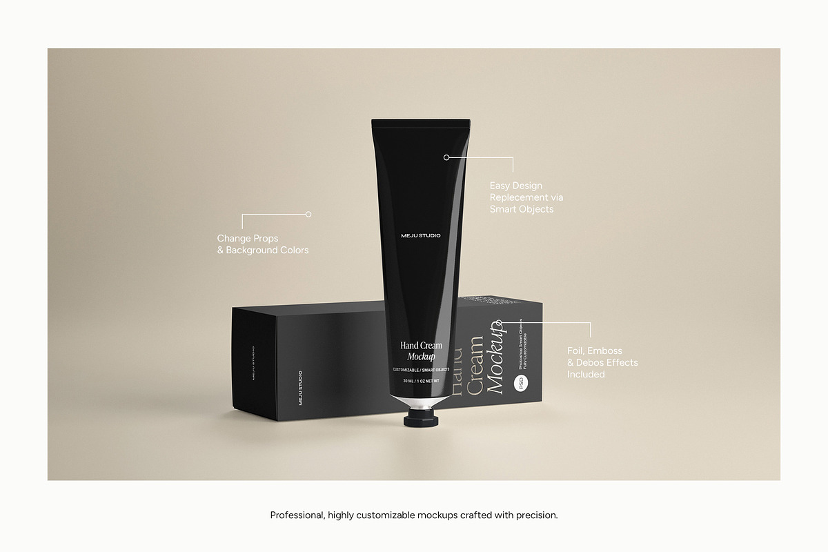 Metallic Cosmetic Tube Mockups, a Packaging Mockup by Wildfield Studio (Photo 3 of 12)