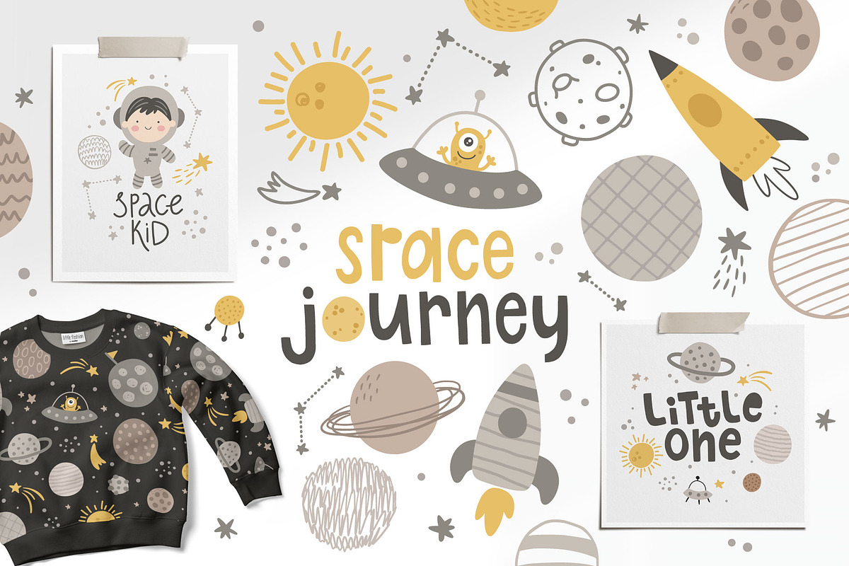 Space Journey Kids clipart set, an Illustration by Leysan Shayak (Photo 1 of 10)