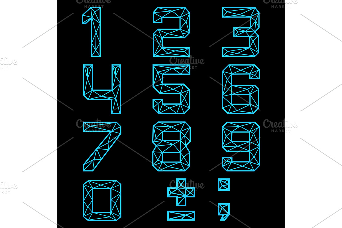 Neon glittering alphabet - numbers, an Outline Icon by RODINA (Photo 1 of 3)
