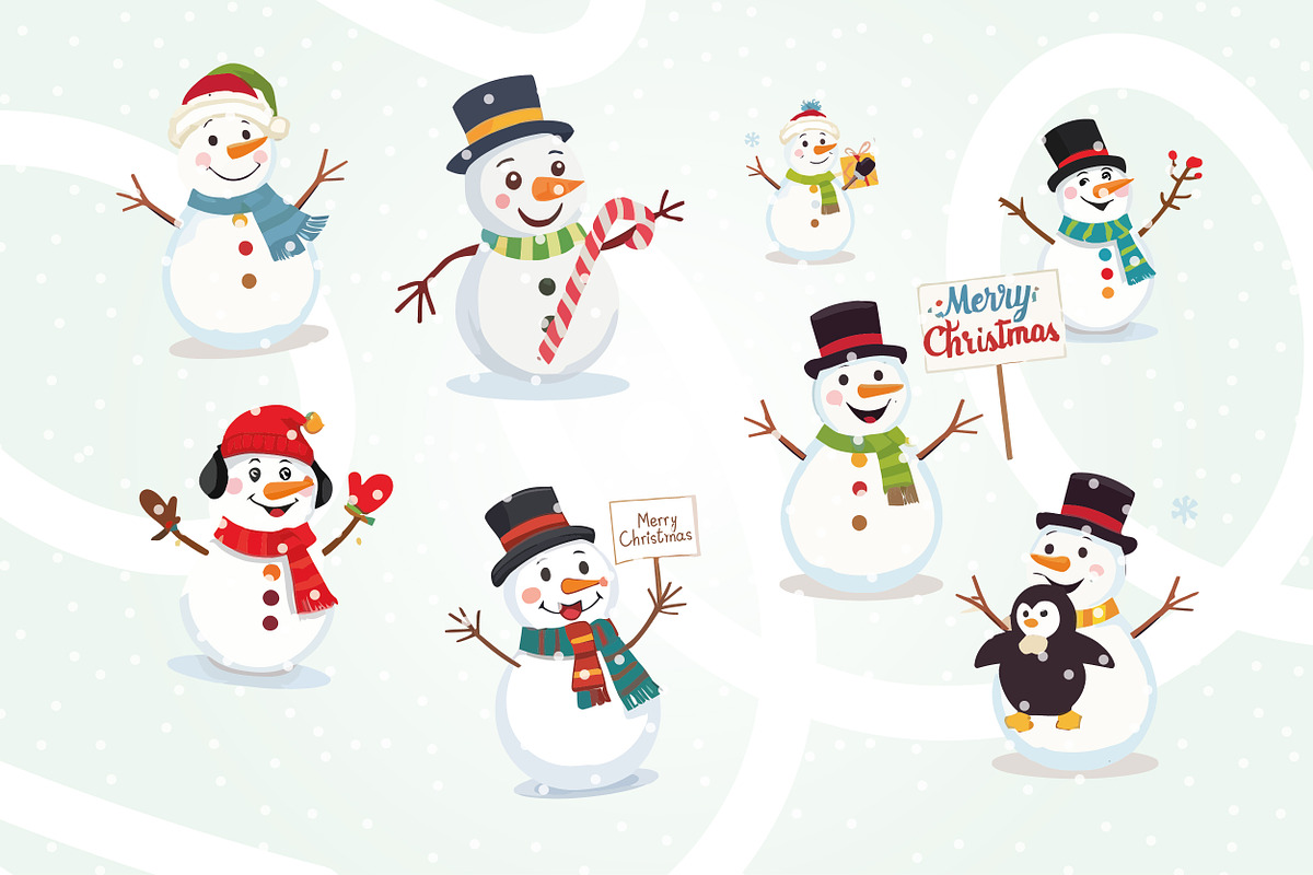 Christmas Snowman Vector Bundle, a Seasonal Illustration by rix_designs (Photo 5 of 5)