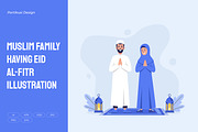Muslim Family Having Eid Al-Fitr, a Person Illustration by Partikusi Design (Thumbnail 1 of 3)