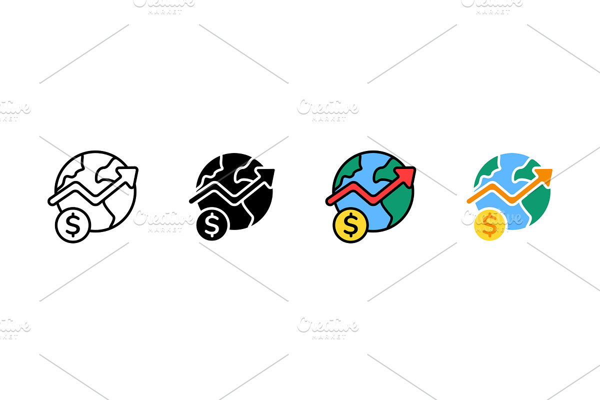 Icon of global financial growth with, a Finance Illustration by skripnikbb