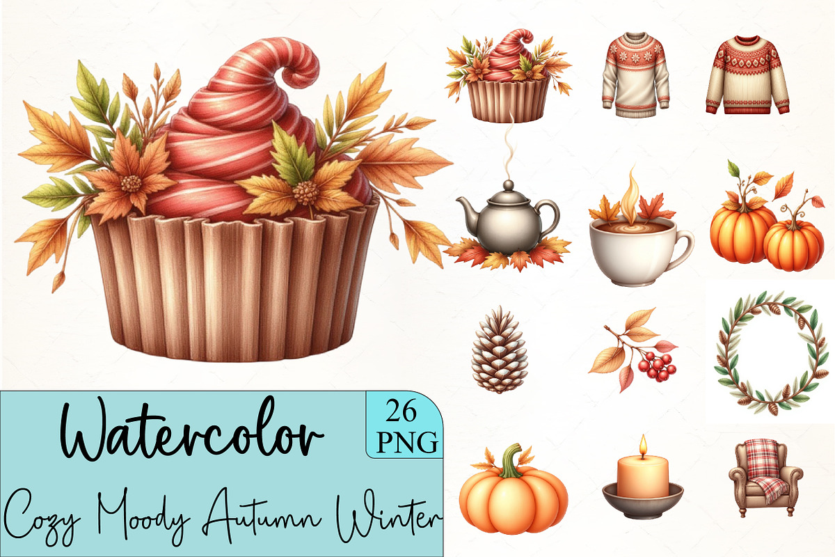 Cozy Moody Autumn & Winter Clipart, an Illustration by CrexoraLab (Photo 1 of 5)