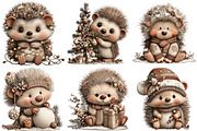 Funny Christmas Hedgehog Clipart, an Illustration by Craft Nest (Thumbnail 6 of 9)