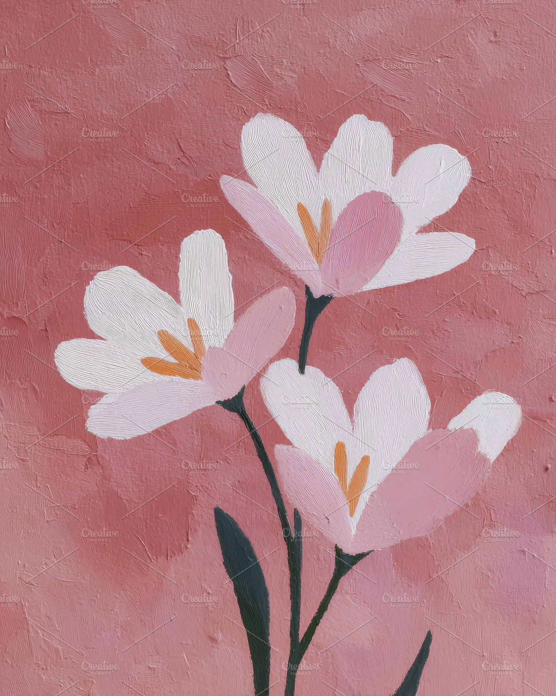 Blush Bloom Floral Painting, an Abstract Photo by Hamza067
