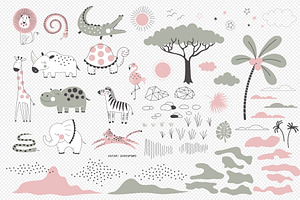 Africa Wildlife Animals Graphic Set