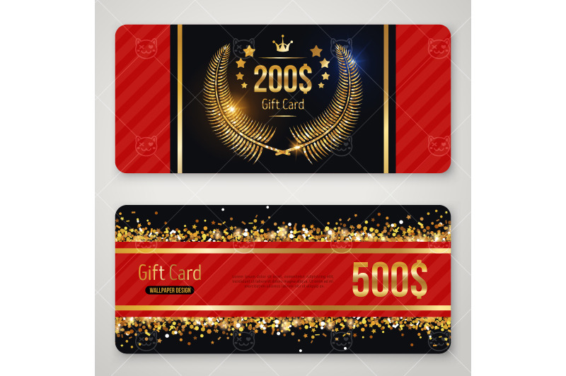 Red and gold gift card, a Decorative Illustration by kotoffei