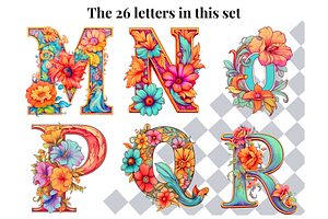 Boho Floral Pastel Alphabet Letters