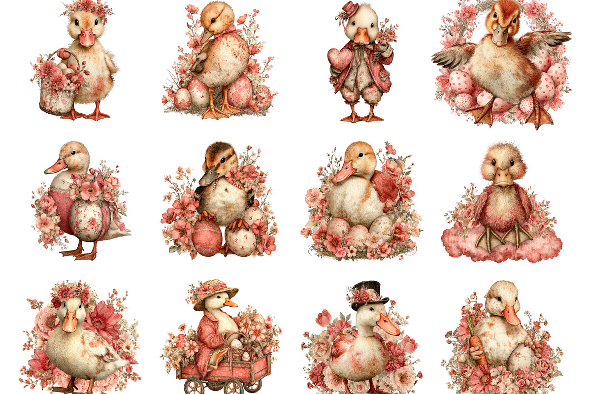 Easter Duck Whimsical Clipart, an Illustration by Designking (Photo 3 of 5)