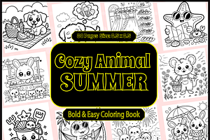 Cozy Animal Summer Bold & Easy Color, an Animal Illustration by Design Zone