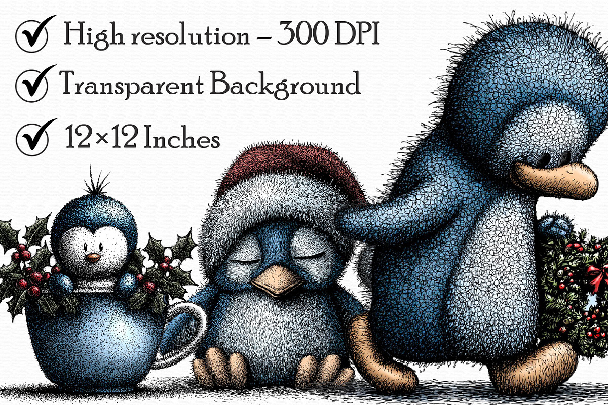 Christmas Ice Blue Penguin Clipart, an Illustration by Libby Wishes (Photo 7 of 7)