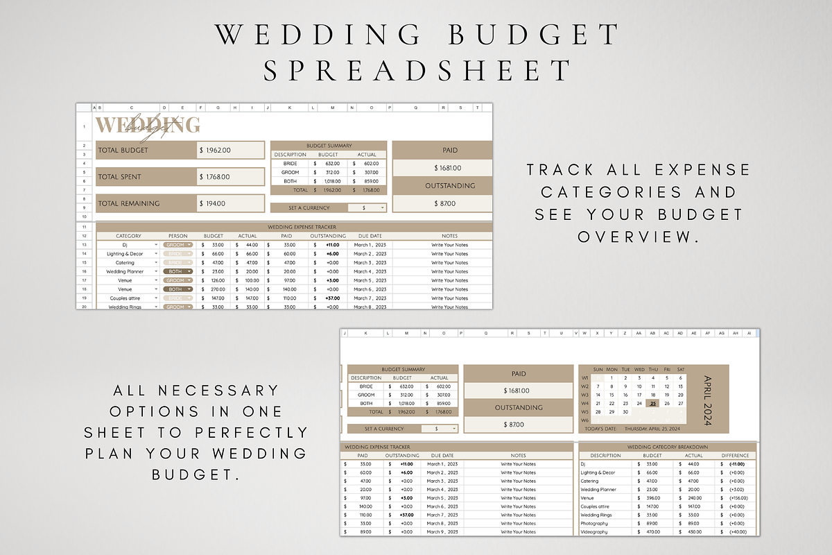 Wedding Budget Template 2024, a Templates & Theme by BRANDcontent (Photo 3 of 6)