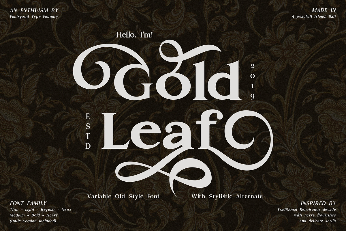 Gold Leaf, a Serif Font by Fontsgood (Photo 1 of 12)