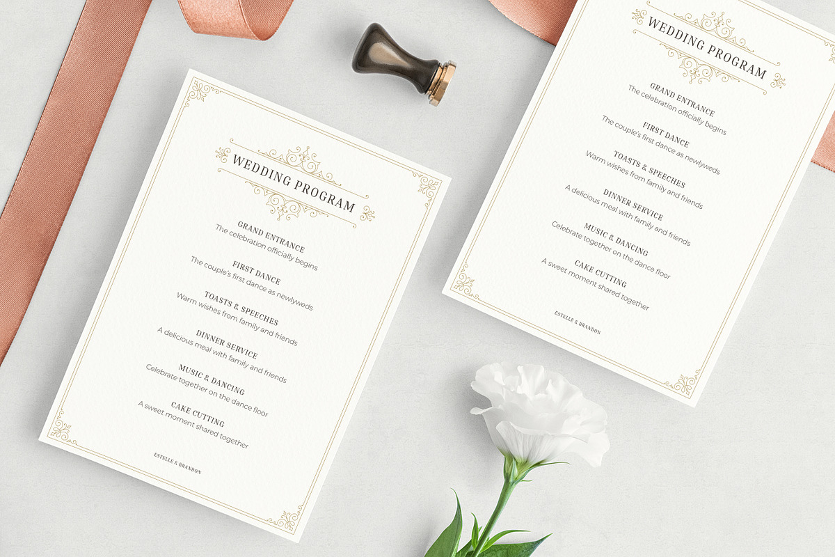 Vintage Wedding Program Template, a Stationery Template by Vasya Kobelev (Photo 2 of 7)