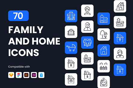 Family and Home Icons, an Icon by Brickclay