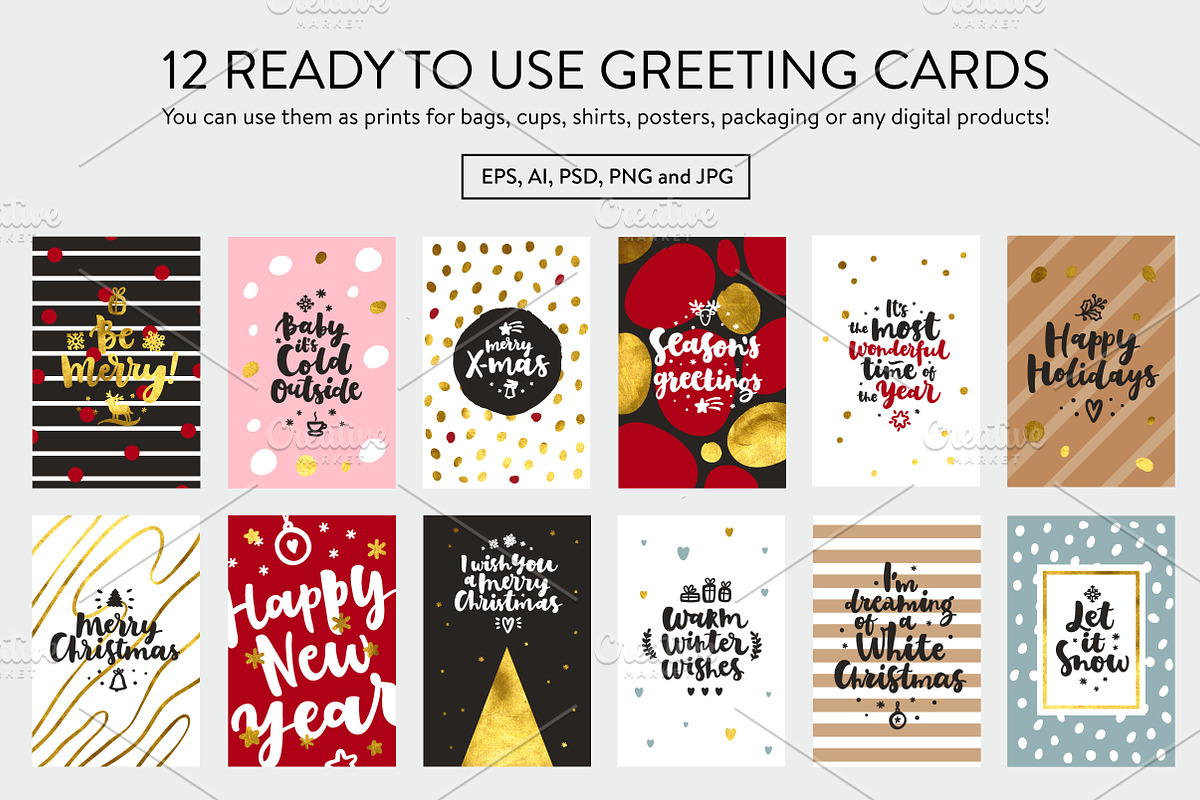 12 Merry Christmas Vector Set, a Decorative Illustration by Nina's Illustration Shop (Photo 3 of 7)