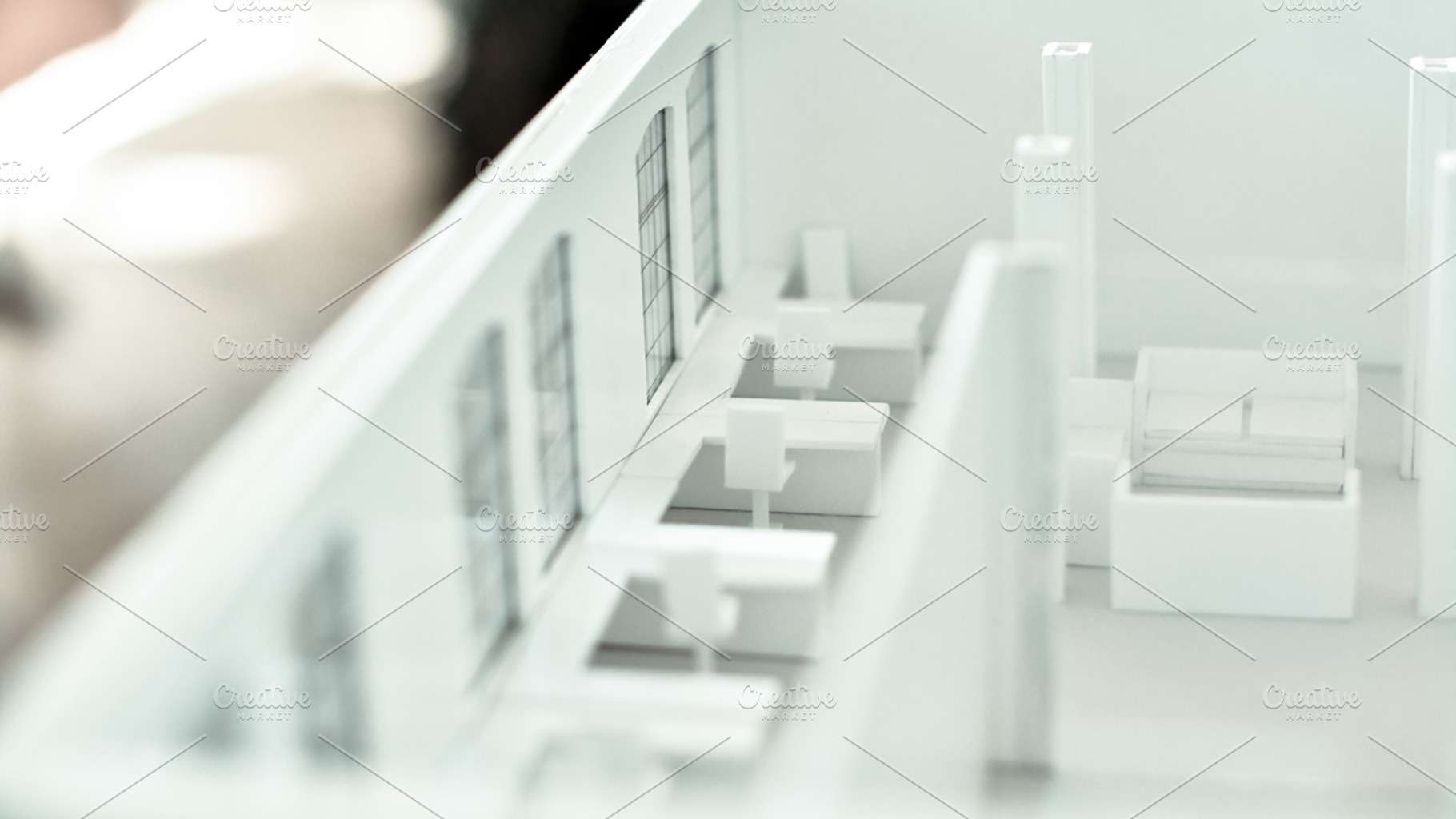Student's architectural paper model featuring white background ...