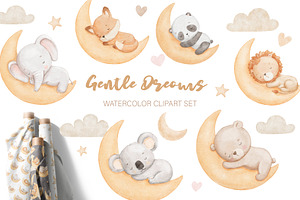 Watercolor sleeping baby animals, an Illustration by ElenaPlatovaArt
