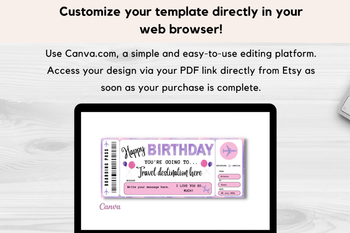 Happy Birthday Gift Boarding Pass, a Card Template by YasdeyDesigns (Photo 4 of 8)