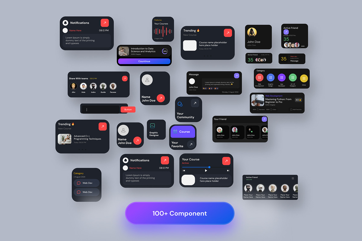 U Smart Course Mobile App UI Kit, an UI Kit Template by Pixel Blend (Photo 2 of 7)
