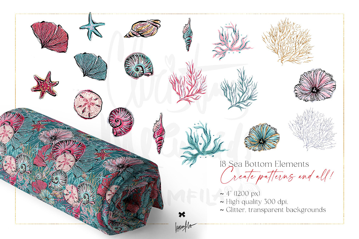 Christmas Mermaids PNG Clipart, a Seasonal Illustration by KaramfilaS (Photo 4 of 7)