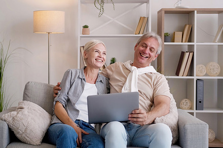 Online connection happy couple family leisure, a Person Photo by Photo Drive Studio