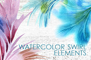Watercolor Swirl Elements, a Decorative Illustration by Marina Grau (Thumbnail 1 of 3)